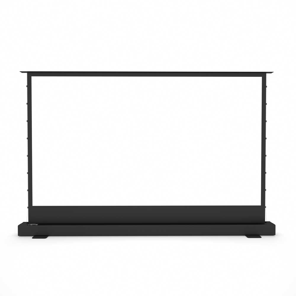 Electric floor up projection screen in a modern room